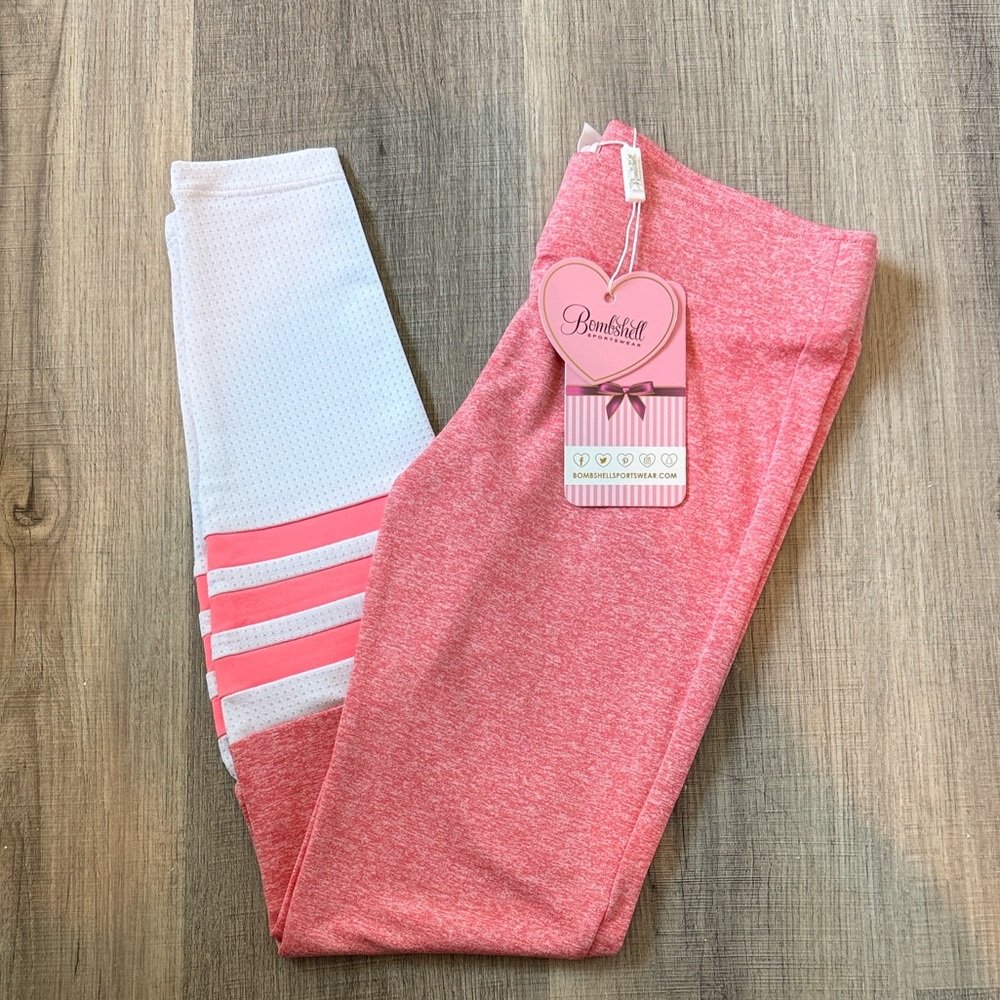 Bombshell Sportswear Coral and White Leggings